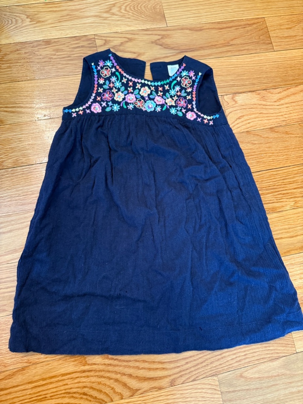 Girls' Navy Embroidered Floral Dress sz 4